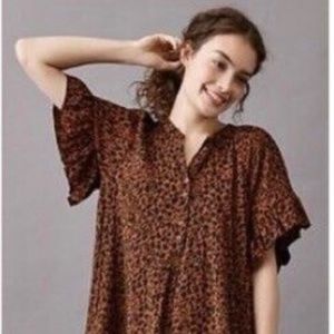 New w/o tags Anthropologie Brown Leopard Print Maeve Antoinette Maxi/Midi Dress
